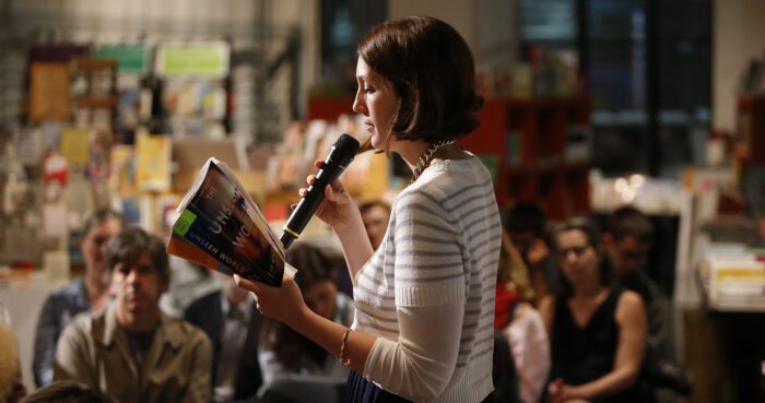 book reading in bookstore