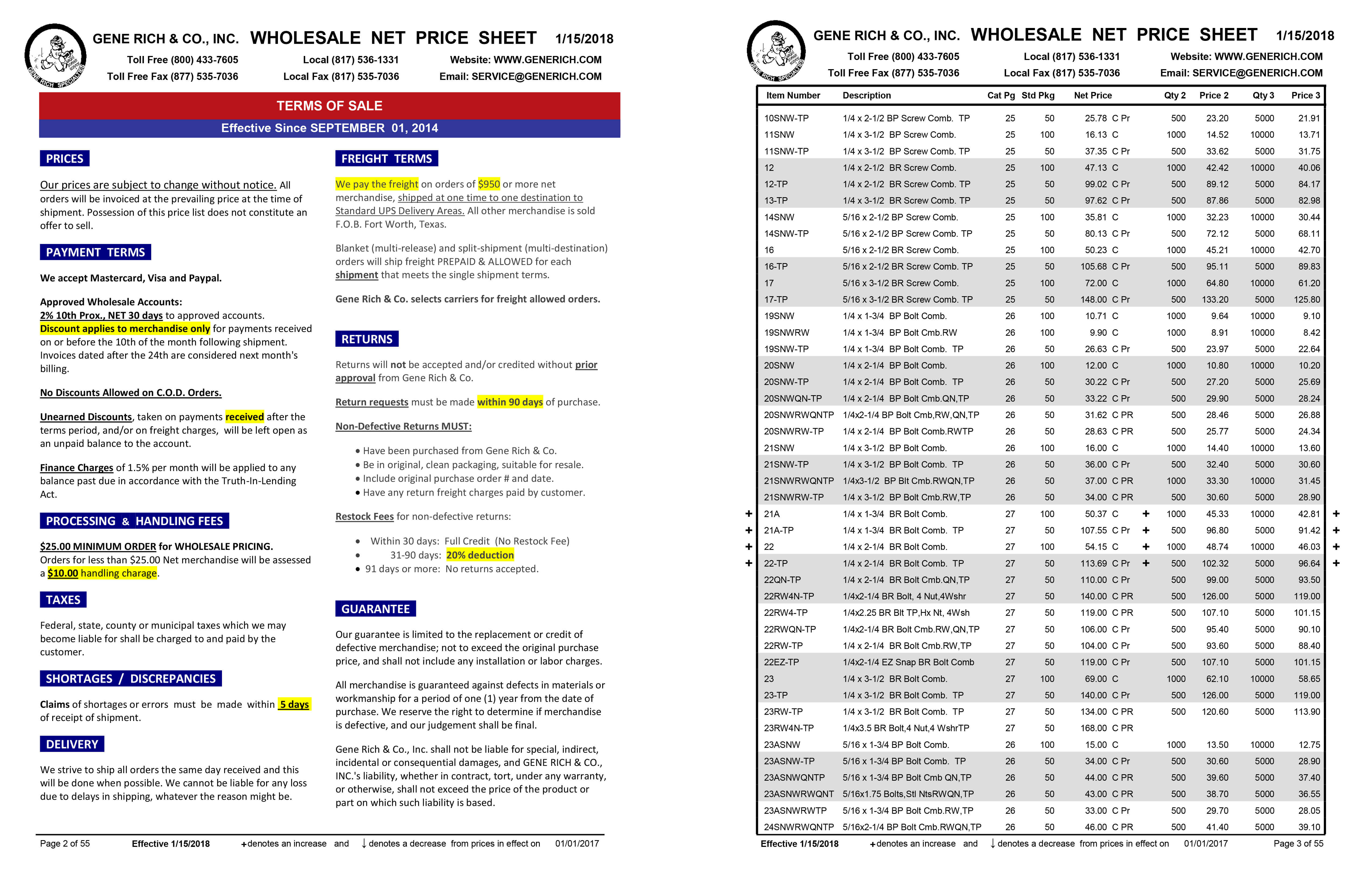 Sheet Catalog Printing Gene Rich Specialities | Dazzle Printing : Dazzle Printing